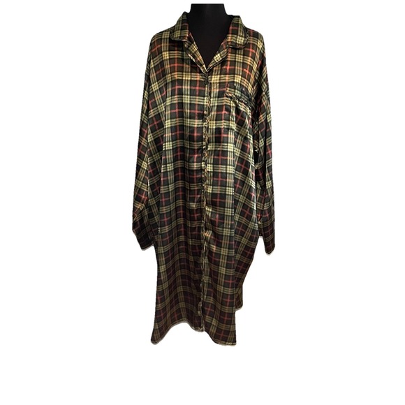Secret Treasures Womens Plus Size 3XL Plaid Button Front Nightgown Sleepshirt - Picture 1 of 8